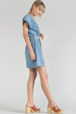Le Temps des Cerises Robe Eourres En Jeans Bleu Blue Online