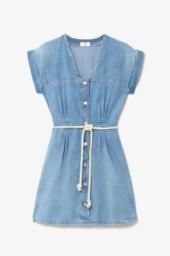 Le Temps des Cerises Robe Eourres En Jeans Bleu Blue Online