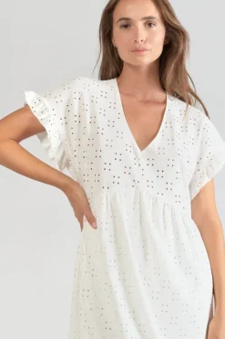 Le Temps des Cerises Robe Lia Ajouree Blanche White Fashion