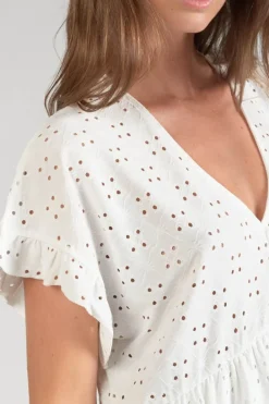 Le Temps des Cerises Robe Lia Ajouree Blanche White Fashion