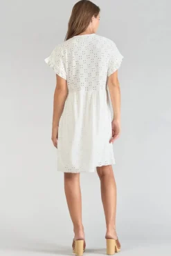 Le Temps des Cerises Robe Lia Ajouree Blanche White Fashion