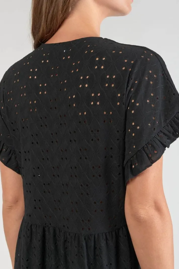 Le Temps des Cerises Robe Lia Ajouree Noire Black Best Sale