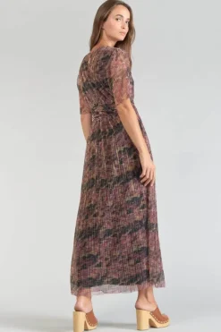 Le Temps des Cerises Robe Longue Amiel Imprimee Irisee Dhalia Sale