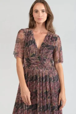 Le Temps des Cerises Robe Longue Amiel Imprimee Irisee Dhalia Sale