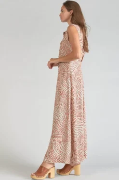 Le Temps des Cerises Robe Longue Cuoco A Motif Orange Et Noir Orange Zebra Best