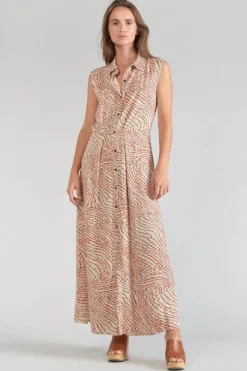 Le Temps des Cerises Robe Longue Cuoco A Motif Orange Et Noir Orange Zebra Best