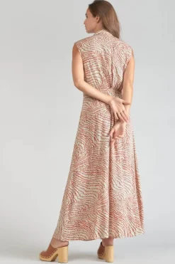 Le Temps des Cerises Robe Longue Cuoco A Motif Orange Et Noir Orange Zebra Best