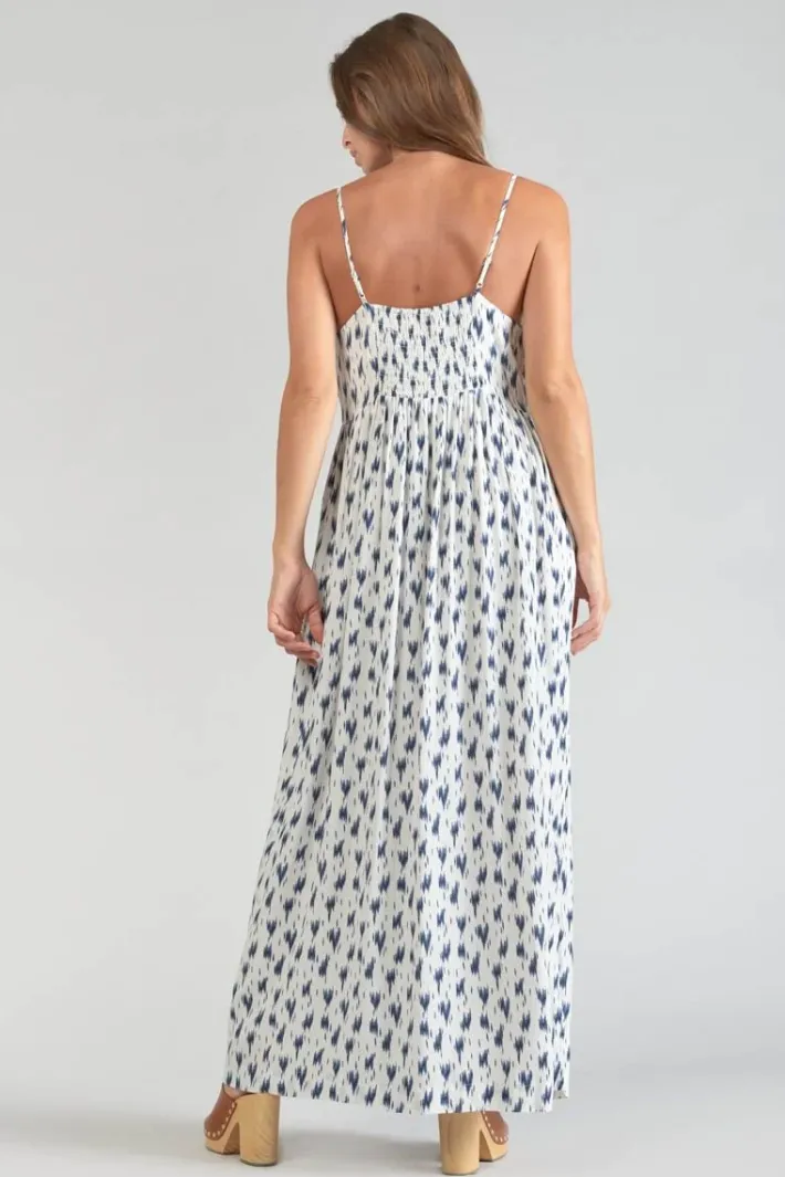 Le Temps des Cerises Robe Longue Evita Tie And Dye Bleu Midnight Fashion