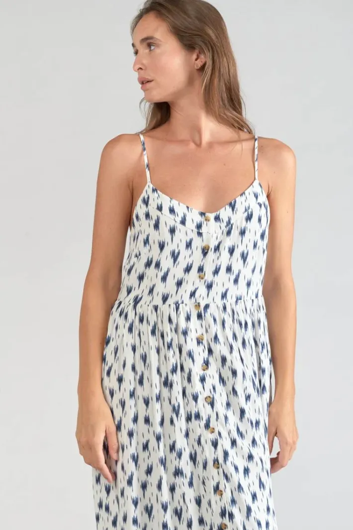 Le Temps des Cerises Robe Longue Evita Tie And Dye Bleu Midnight Fashion