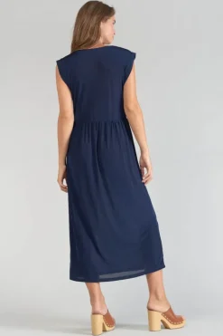 Le Temps des Cerises Robe Longue Nata Bleu Marine Midnight Outlet