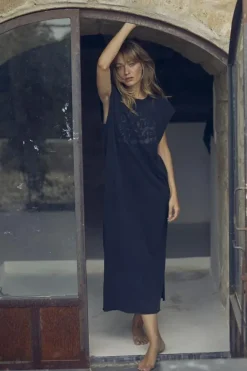 Le Temps des Cerises Robe T-Shirt Longue Poppy Noire Black Online