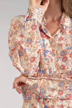 Le Temps des Cerises Robe-Chemise Tita A Motif Cachemire Pomelo Best