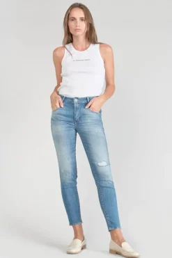 Le Temps des Cerises Sabi Pulp Slim Taille Haute 7/8Eme Jeans Destroy Bleu N°3 Blue Discount