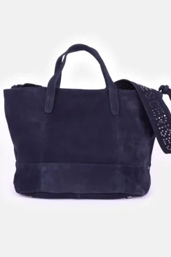 Le Temps des Cerises Sac Astier En Cuir Suede Bleu Nuit Marine Store