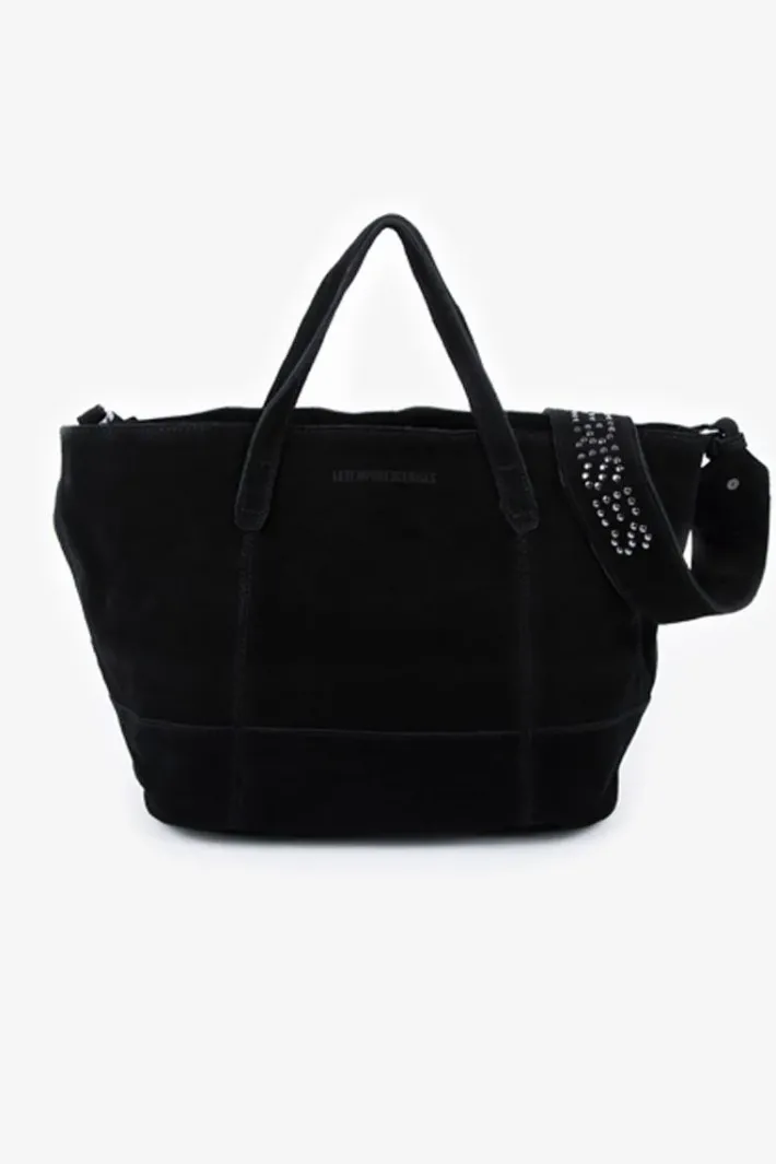 Le Temps des Cerises Sac Astier En Cuir Suede Noir Black New
