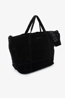 Le Temps des Cerises Sac Astier En Cuir Suede Noir Black New