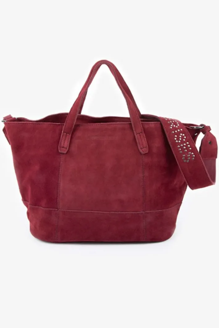 Le Temps des Cerises Sac Astier En Cuir Suede Bordeaux Rouge Fonce New