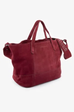 Le Temps des Cerises Sac Astier En Cuir Suede Bordeaux Rouge Fonce New
