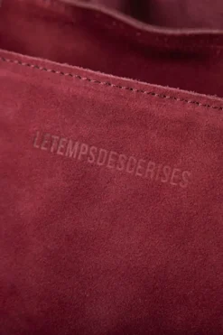 Le Temps des Cerises Sac Astier En Cuir Suede Bordeaux Rouge Fonce New