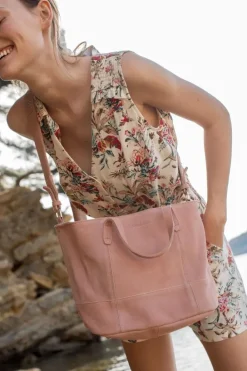 Le Temps des Cerises Sac Astier En Cuir Suede Rose Poudre Powdery Pink Flash Sale