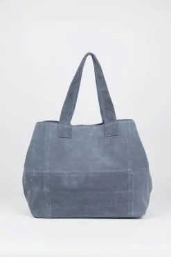 Le Temps des Cerises Sac Cabas Micky En Cuir Suede Bleu Gris Denim Store