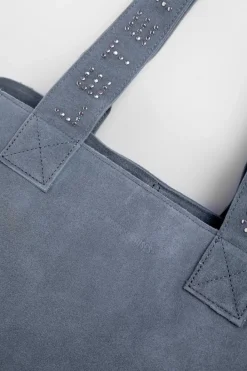 Le Temps des Cerises Sac Cabas Micky En Cuir Suede Bleu Gris Denim Store
