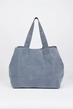 Le Temps des Cerises Sac Cabas Micky En Cuir Suede Bleu Gris Denim Store
