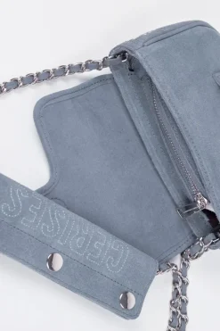 Le Temps des Cerises Sac Klelia En Cuir Suede Bleu Gris Denim Discount