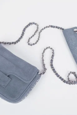 Le Temps des Cerises Sac Klelia En Cuir Suede Bleu Gris Denim Discount
