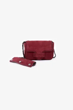 Le Temps des Cerises Sac Klelia En Cuir Suede Bordeaux Rouge Fonce Cheap
