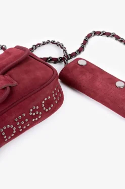 Le Temps des Cerises Sac Klelia En Cuir Suede Bordeaux Rouge Fonce Cheap