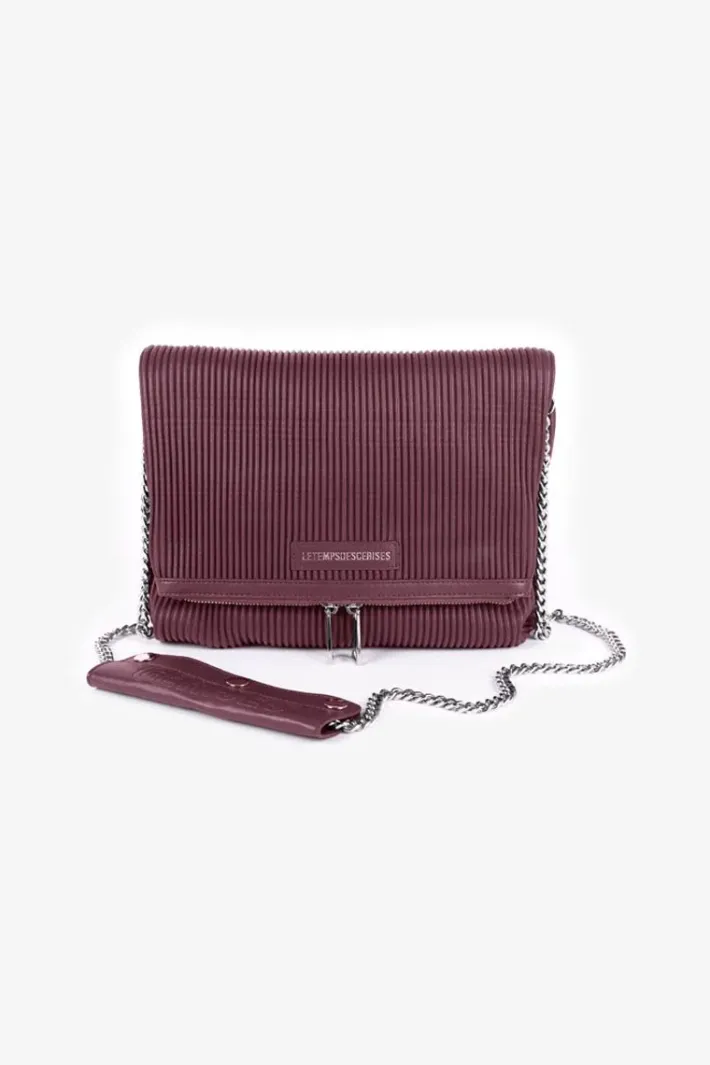 Le Temps des Cerises Sac Leter Bordeaux Plisse Rouge Fonce Hot