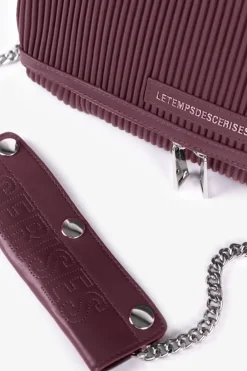 Le Temps des Cerises Sac Leter Bordeaux Plisse Rouge Fonce Hot