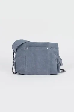 Le Temps des Cerises Sac Leter En Cuir Suede Bleu Denim Best Sale