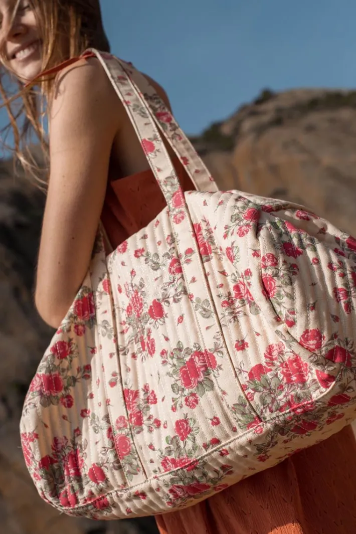 Le Temps des Cerises Sac Week-End Lisia A Motif Fleuri Rose Pink Hot