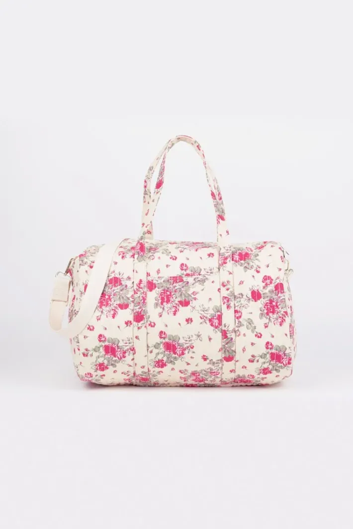 Le Temps des Cerises Sac Week-End Lisia A Motif Fleuri Rose Pink Hot