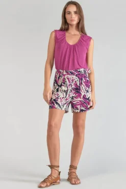 Le Temps des Cerises Short Armelle A Motif Jungle Violine Aster Store