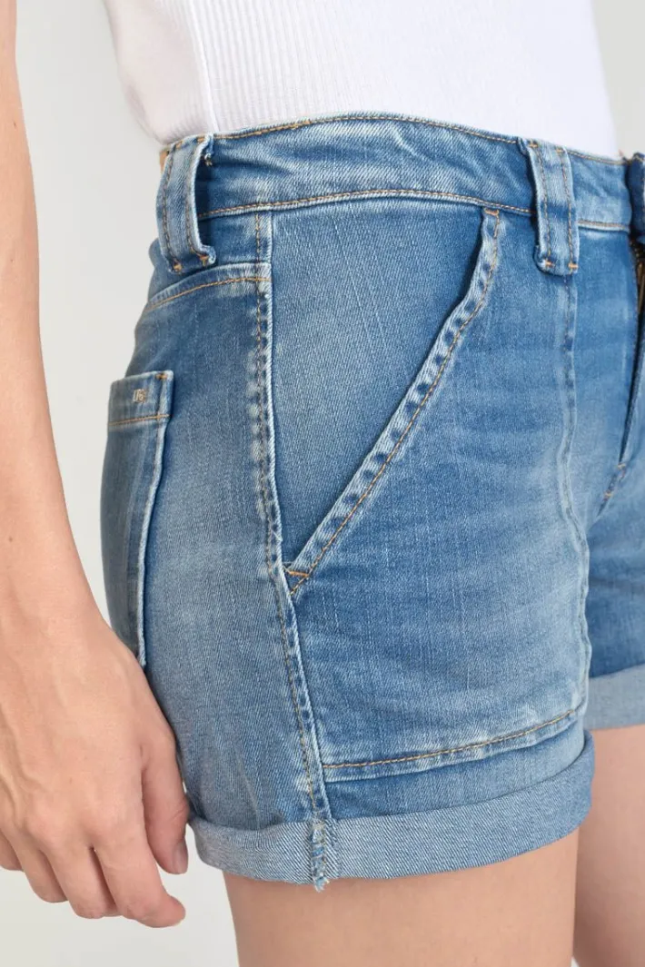 Le Temps des Cerises Short Bloom En Jeans Bleu Blue Discount