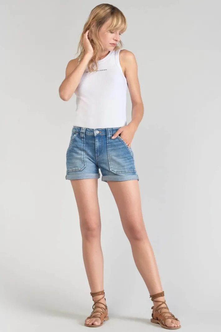 Le Temps des Cerises Short Bloom En Jeans Bleu Blue Discount