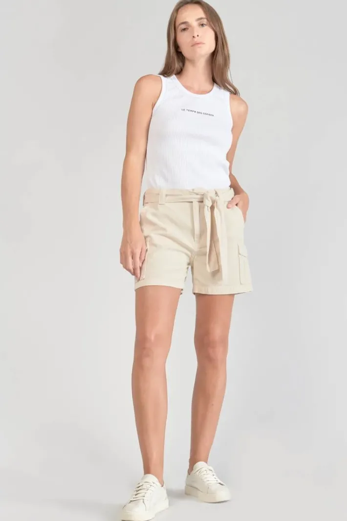 Le Temps des Cerises Short Kallist En Lin Melange Beige Ivory Online