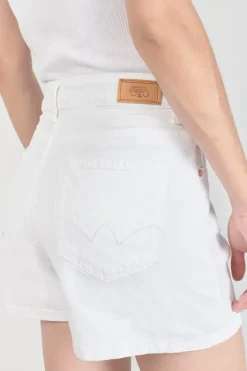 Le Temps des Cerises Short Mosta En Jeans Blanc A Fermeture Asymetrique White Clearance