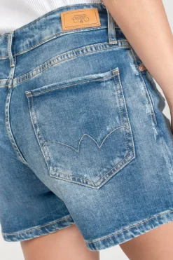 Le Temps des Cerises Short Mosta En Jeans Bleu A Fermeture Asymetrique Blue Flash Sale