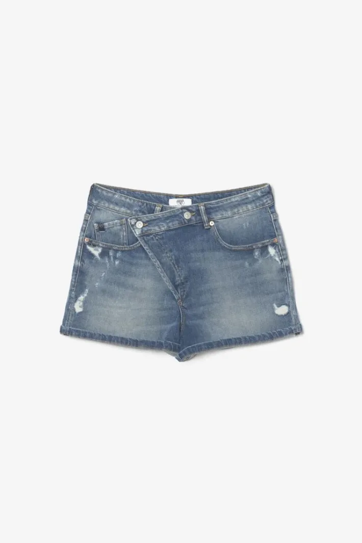 Le Temps des Cerises Short Mosta En Jeans Bleu A Fermeture Asymetrique Blue Flash Sale