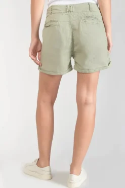 Le Temps des Cerises Short Pagode En Lin Kaki Clair Sea Spray Sale