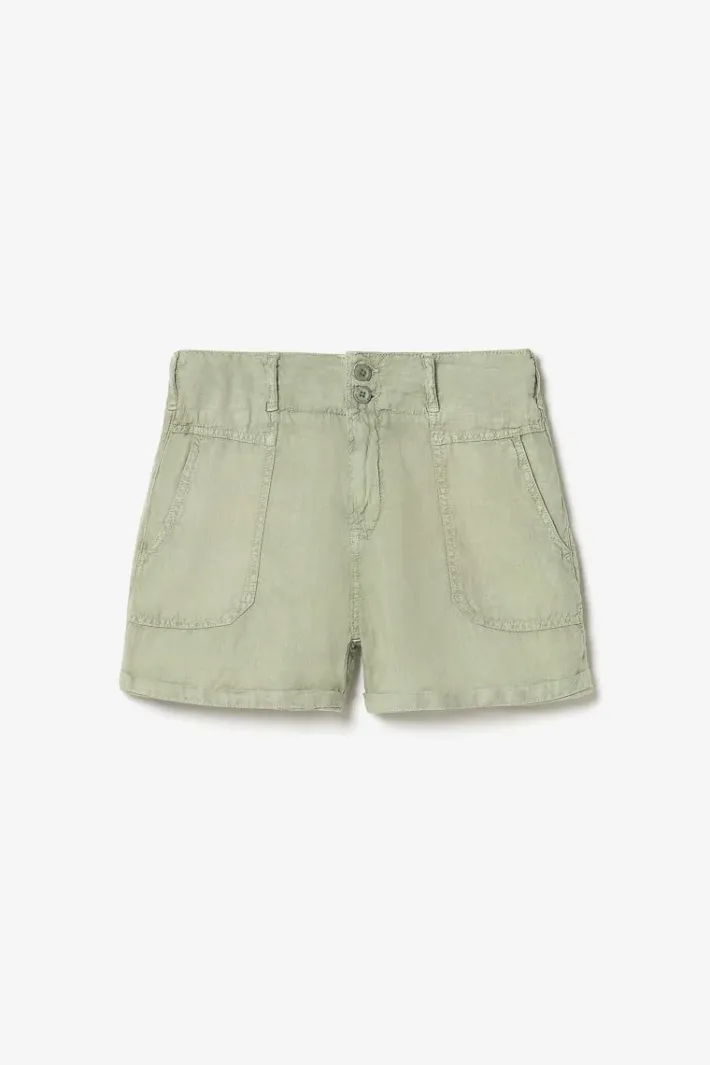 Le Temps des Cerises Short Pagode En Lin Kaki Clair Sea Spray Sale