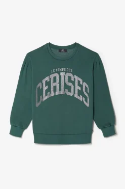 Le Temps des Cerises Sweat Moa Vert Bouteille Imprime Green Bottle Outlet
