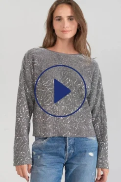 Le Temps des Cerises Top Able Argente Glitter Cheap