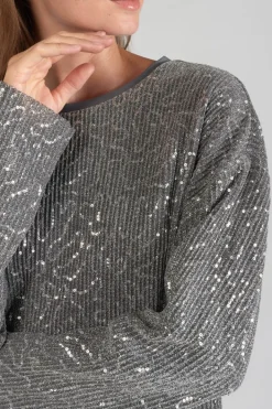 Le Temps des Cerises Top Able Argente Glitter Cheap