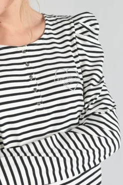 Le Temps des Cerises Top Demi A Rayures Noires Et Blanches Black/White Stripes Cheap