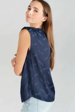 Le Temps des Cerises Top Missou En Jacquard Bleu Marine Midnight Clearance